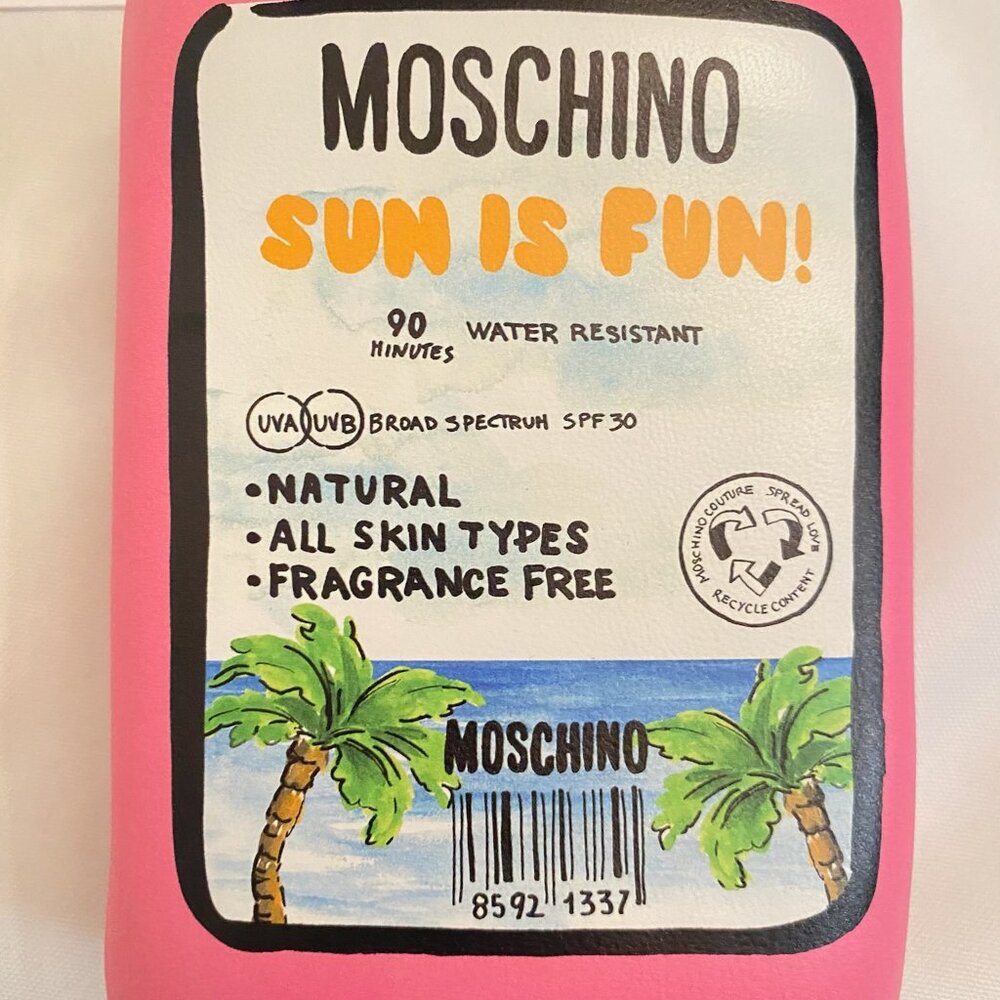 SS22 MOSCHINO Tropical Tan Clutch Pink Padded Nappa Leather Sunscreen 30SPF - Picture 8 of 16